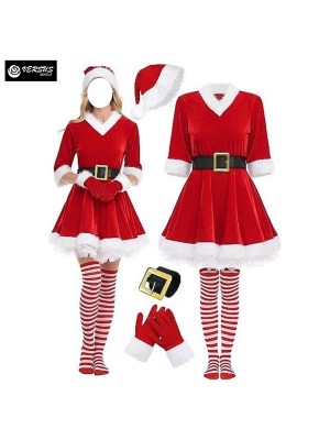 Mini Vestito Donna Babbo Natale Cosplay Hostess Christmas Dress HOS088